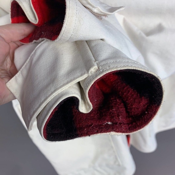 Vintage Schaefer Outfitter Khaki Navajo Made WY Canvas Blanket Lined Coat XL - Picture 5 of 8